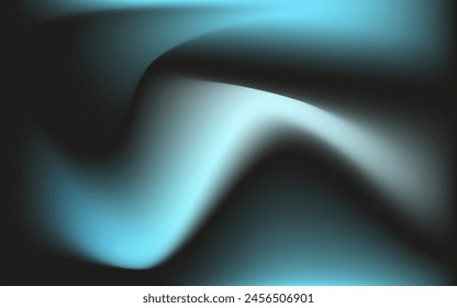 3D Gradient Swirl Wave Background. Flowing Dynamic blue light on black background. Luxury concept of Technology, Digital, Communication, Science, Music in trendy 90s style. Vector 