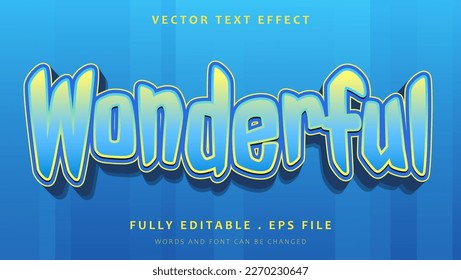3d Gradient Wonderful Editable Text Effect Design. Effect Saved In Graphic Style