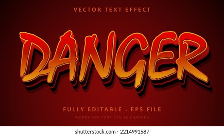3d Gradient Word Danger Editanle Text Effect Design Template. Effect Saved In Graphic Style
