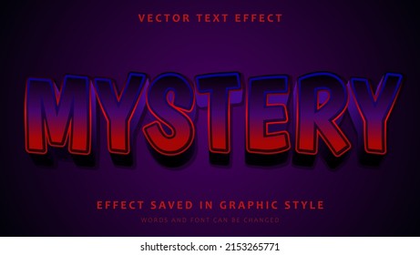 3d Gradient Word Mystery Editable Text Effect Design Template. Effect Saved In Graphic Style 