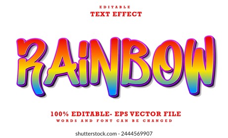 3d Gradient Word Rainbow Editable Text Effect Design Template, Effect Saved In Graphic Style