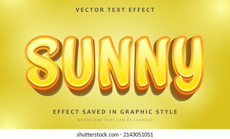 3d Gradient Yellow Word Sunny Editable Text Effect Design Template. Effect Saved In Graphic Style