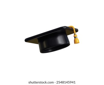 3d graduate cap, College cap, graduation hat, mortar board Education, degree ceremony icon 3d rendering vector illustration