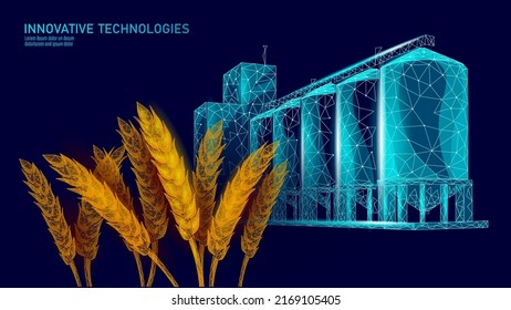 3D granary industrial grain. World food Day hunger awareness. Help charity food help global international refugees vector illustration