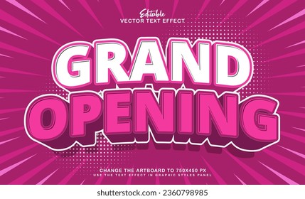 3d grand opening editable text effect style