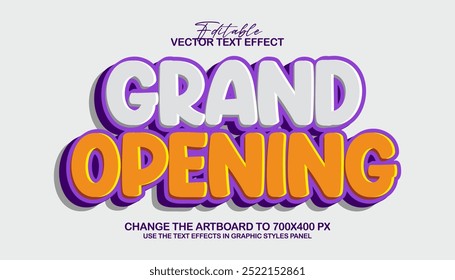 3d grand opening editable text effect style
