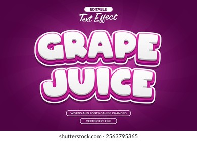 3d grape juice editable text effect with purple background 