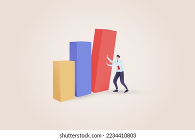 3D graph analysis stock with plummeting with character holding a graph