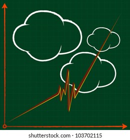 3d graph and clouds, abstract vector art illustration