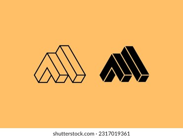 3d graph cube based on letter A and M