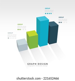 3D graph illustration Infographic 4 color