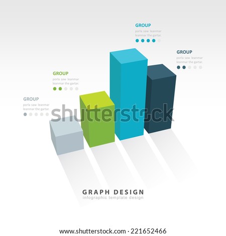 3D graph illustration Infographic 4 color