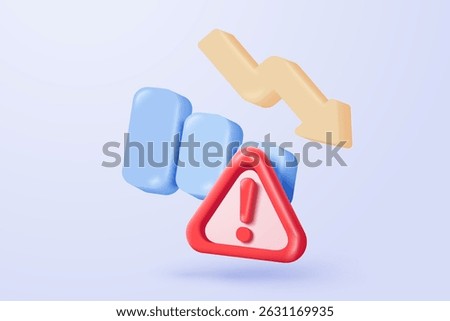 3D graph with plummeting on blue background. Business failure with negative trend concept, bar chart down. 3d representation for finance investment. 3d trading stock icon vector render illustration