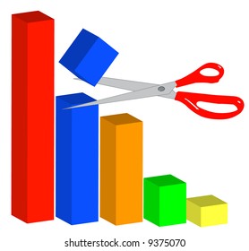 3d graph showing cuts to business model - vector