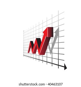 3d graph showing rise in profits or earnings / vector illustration