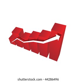 3d graph showing rise in profits or earnings - vector illustration