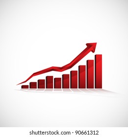 3d graph showing rise in profits or earnings / vector illustration