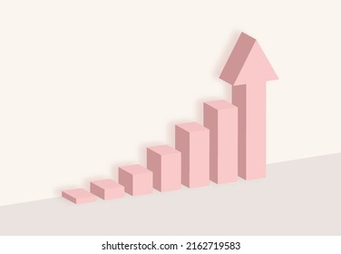 3d Graph stock stair step to success. Minimal design concept. Vector illustration