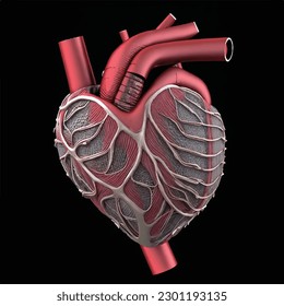 Ilustración 3D del vector del corazón del ciborg
