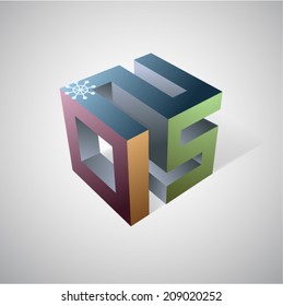 3D graphic design element as year 2015 calendar emblem