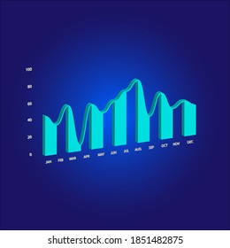 3d graphic illustration on blue background