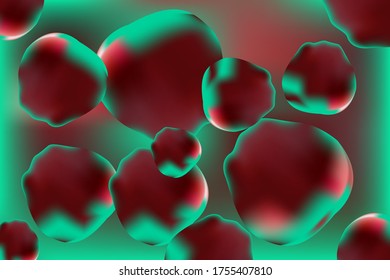 3d graphic rendered design of green and red cells vector.