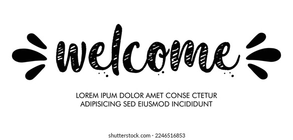 3d graphic of a symbol on a chrome marker and welcome banner design page and website welcome banner design	
