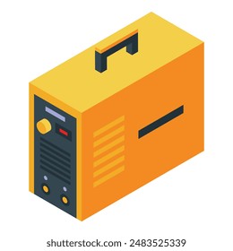 3d graphics image showcasing an isometric view of a compact yellow portable generator