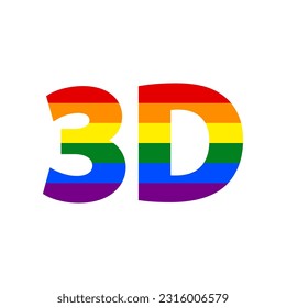 3d graphics symbol sign. Rainbow gay LGBT rights colored Icon at white Background. Illustration.
