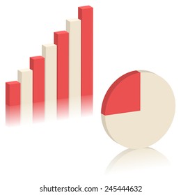 3D graphs for design and business concept.