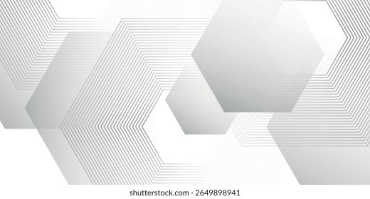 3D gray abstract background overlapping layers on smooth space with hexagon shape effect decoration. Modern line element concept for banner, poster, flyer, card, cover or brochure