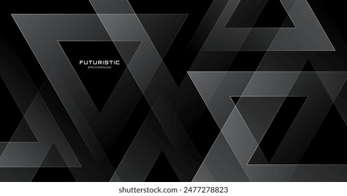 3D gray black abstract background overlap layer on dark space with triangles shape effect decoration. Modern graphic design element with cutout concept for web, poster, flyer, card, cover, or brochure