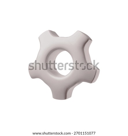 3D gray gear icon, cogwheel, piece of equipment, mechanism. Concept of automation, control, and innovation. Energy, movement, and adjustment. Vector cartoon illustration. Isolated background.