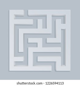 3D graues Labyrinth. Draufsicht. Vektorillustration