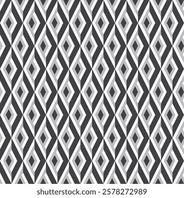 3d gray rhombus with white edge contour grid vector square seamless geometric pattern or texture.