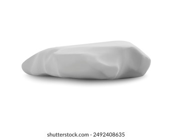 3d gray rough empty stone podium isolated on white background. Natural marble material. Broken piece of rock. For the presentation of cosmetic and designer products. Vector illustration.