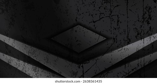 3D gray rough grunge techno abstract background overlap layer on dark space with yellow rhomb decoration. web