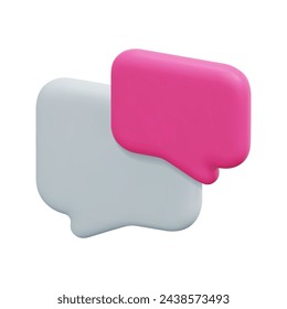 3d gray square bubble vector icon. Isolated on white background. 3d social media communication concept. Cartoon minimal style. 3d pink conversation icon vector render illustration.