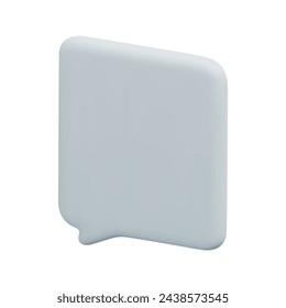 3d gray square bubble vector icon. Isolated on white background. 3d social media communication concept. Cartoon minimal style. 3d gray conversation icon vector render illustration.