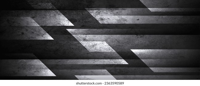 3D gray techno abstract background overlap layer on dark space with rough decoration. Modern graphic design element style. White horizontal shape concept for web banner, flyer, card, or brochure cover