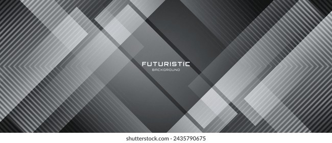 3D gray techno abstract background overlap layer on dark space with glowing squares effect decoration. Modern graphic design element lines style concept for web banner, flyer, card or brochure cover