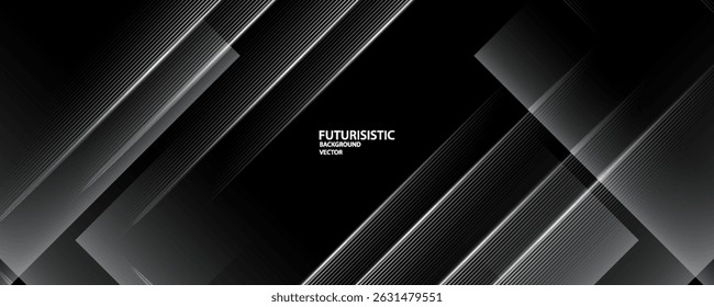 3D gray techno abstract background overlap layer on dark space with glowing squares effect decoration. Modern graphic design element lines style concept for web banner, flyer, card or brochure cover