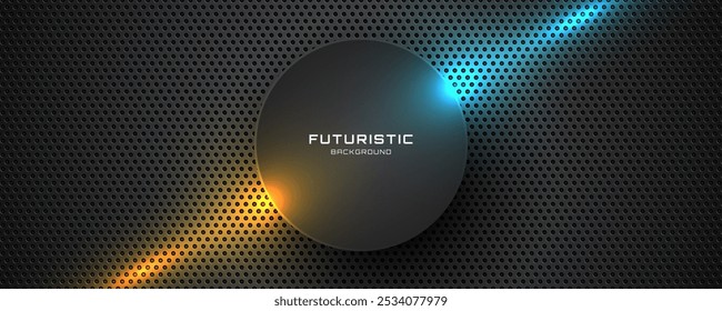 3D gray techno lines abstract background overlap layer on dark space with glowing circles effect decoration. Graphic design element hot and cold style concept for web, flyer, card, or brochure cover