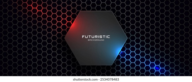 3D gray techno lines abstract background overlap layer on dark space with glowing hexagons effect decoration. Graphic design element hot and cold style concept for web, flyer, card, or brochure cover