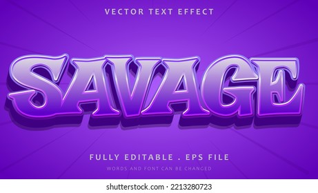 3d Grdient Purple Word Savage Editable Text Effect Design. Effect Saved In Graphic Style