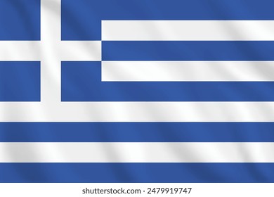 3D Greece waving flag pattern background. Realistic national flag design. Abstract vector template.
