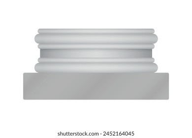 3D Greek column base, realistic podium of marble old pillar vector illustration