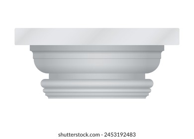 3D Greek column chapiter, top of realistic cylinder classic pillar vector illustration