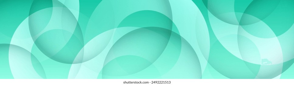 3D green abstract background overlap layer on bright space with cutout shape effect decoration. Modern graphic design element circles style concept for web banner, flyer, card, or brochure cover