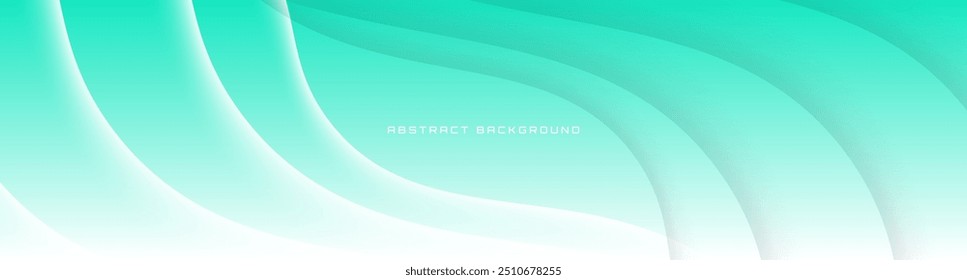 3D green abstract background overlap layer on bright space with flowing waves effect decoration. Modern graphic design element cutout style concept for web banner, flyer, card, or brochure cover